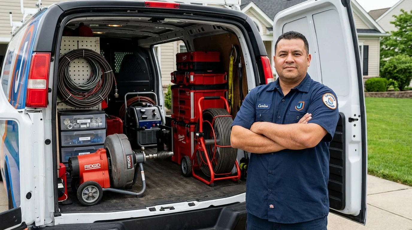 Professional drain cleaning equipment and Johns Plumbing LLC plumber in Ness City