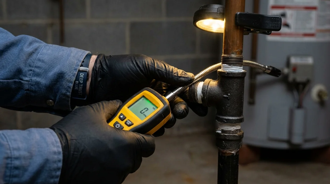 Gas leak detection with electronic sniffer by Johns Plumbing LLC in Ness City
