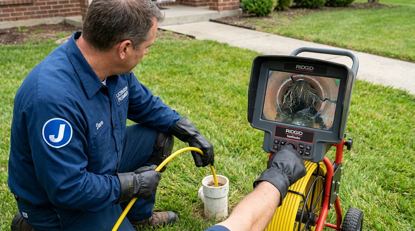 Sewer camera inspection being performed by Johns Plumbing LLC in Ness City
